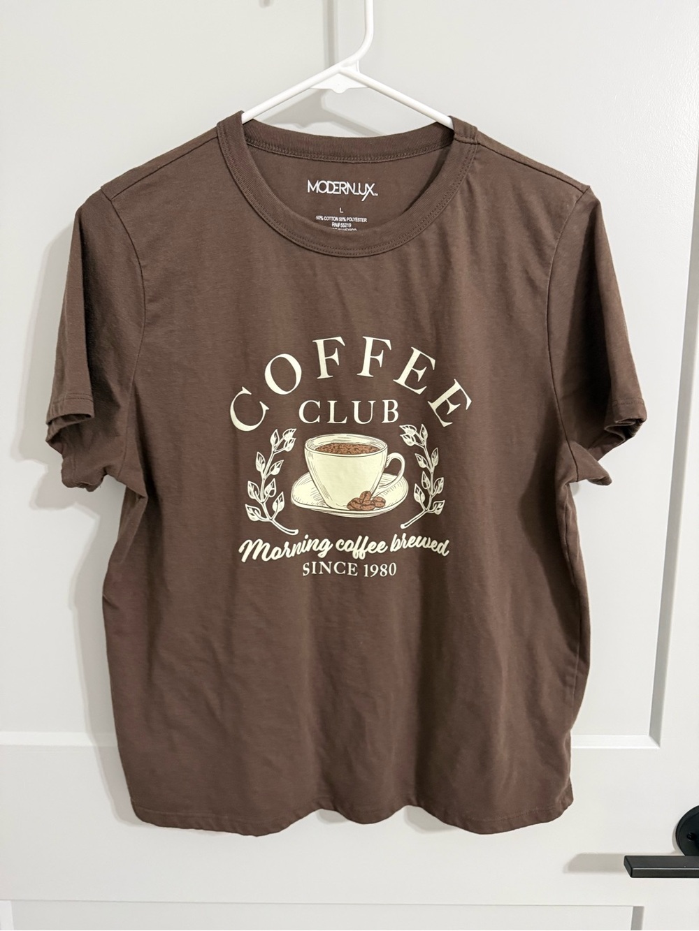 Modern Lux Coffee Club Graphic Tee Brown Morning Coffee Size L
